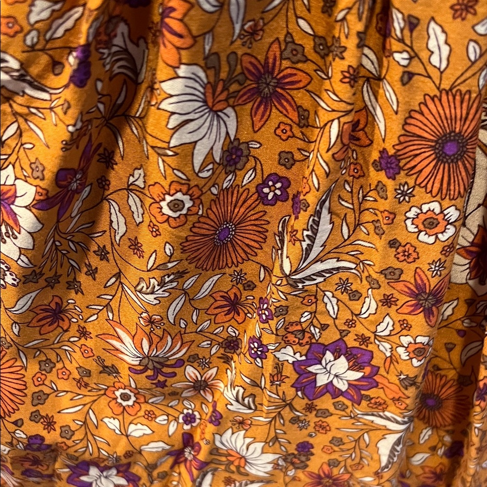 NATURAL LIFE Orange Floral Wide Leg Pants - Picture 3 of 3